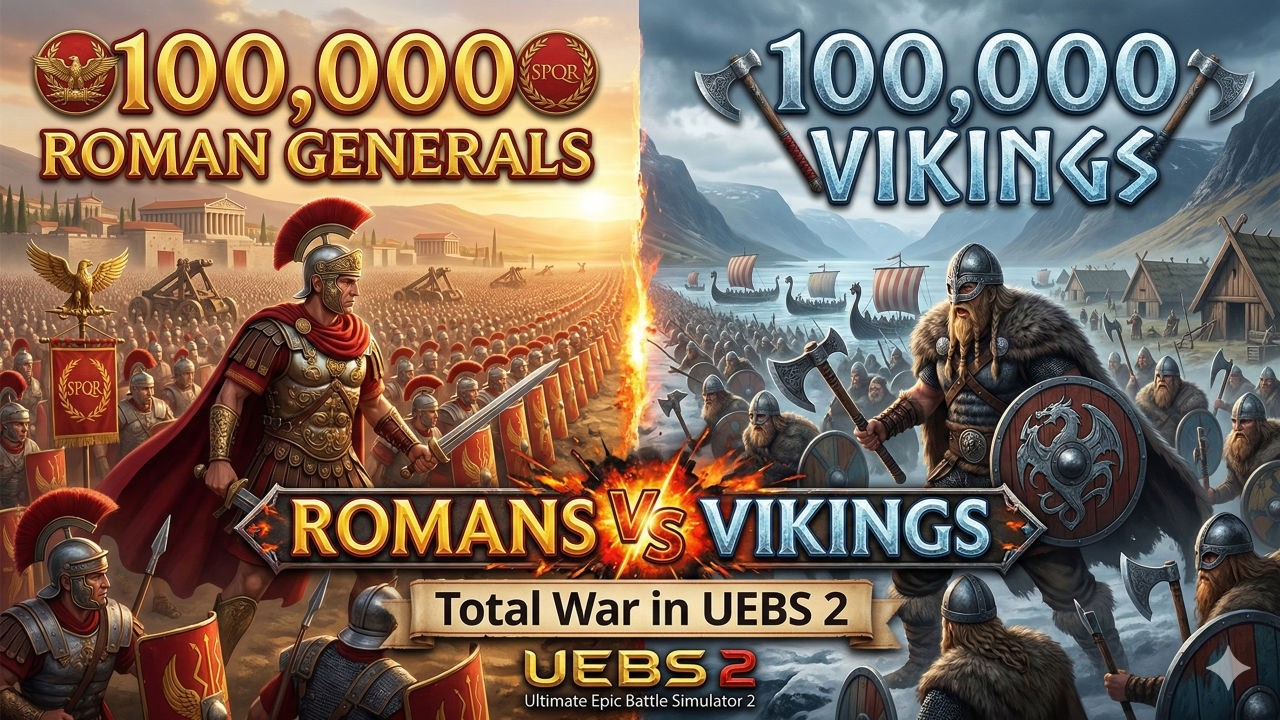 100,000 Roman Generals vs 100,000 Vikings – Total War in UEBS 2