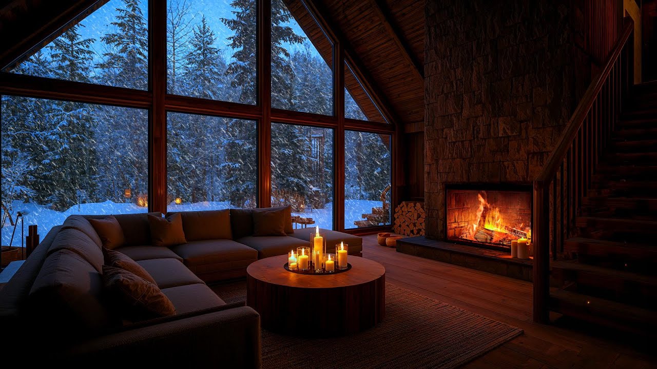 Instrumental Music With Fireplace 🔥 Relaxing Music 🎶 Soothing Ambience