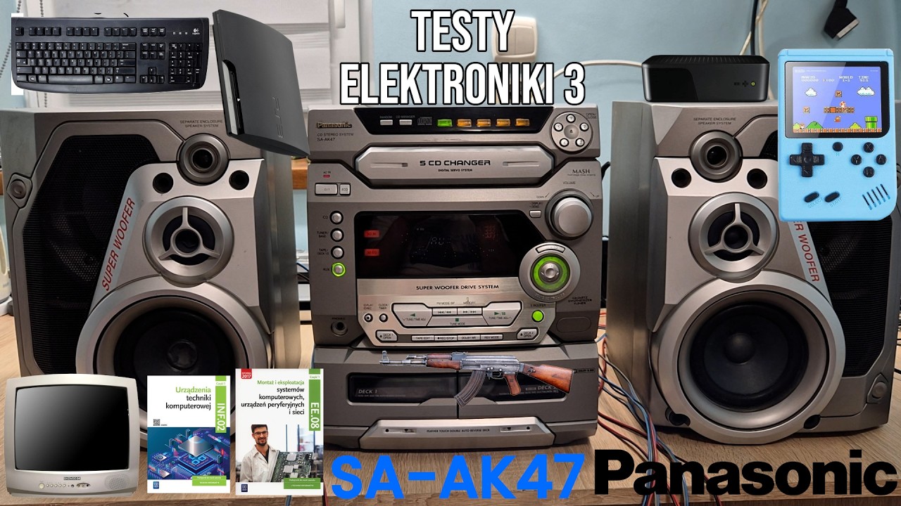 Testy ELEKTRONIKI cz.3 - warsztacik Wieża Panasonic SA-AK47, Logitech, INF.02 EE.08 podr, Daewoo TV