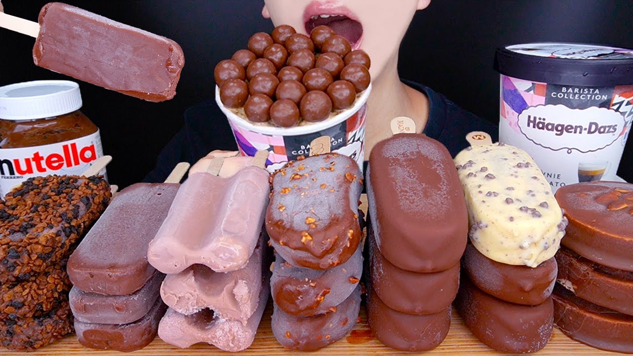 ASMR MALTESERS MAGNUM HAAGEN-DAZS CHOCOLATE ICE CREAM MUKBANG 咀嚼音アイスクリーム 초콜릿 먹방Es krim EATING SOUNDS