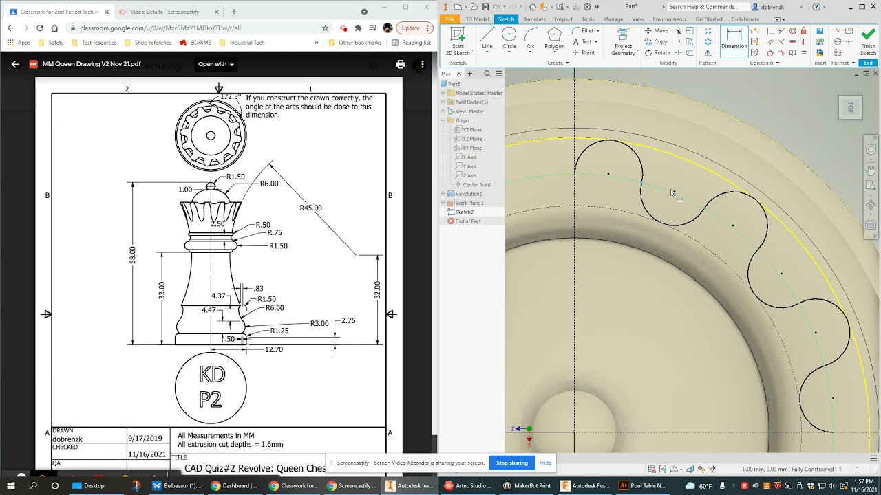 Queen Piece Revolve, Video #2 of 2 Autodesk Inventor