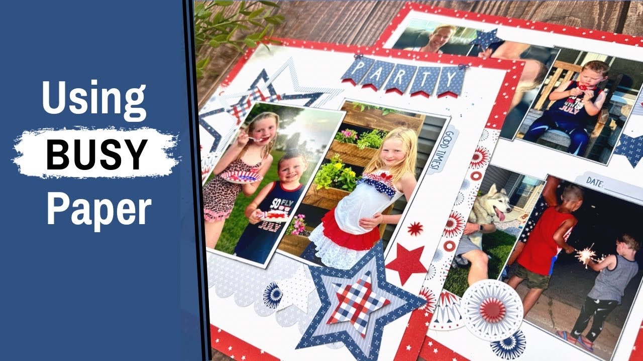 4 Tips for Using Busy Patterned Paper | 12x12 Double Layout Scrapbooking Idea