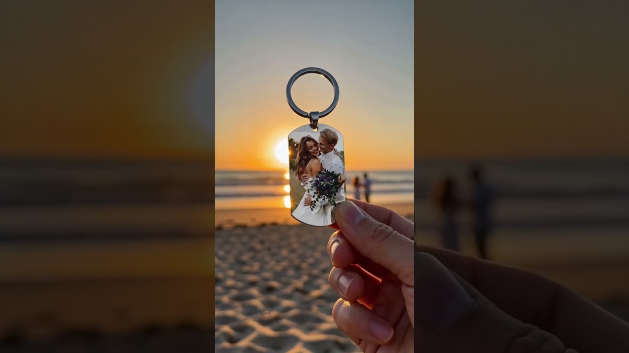 Custom Keychain with Picture and Scannable Music Song Code &ndash; Romantic Personalized Gift for Him