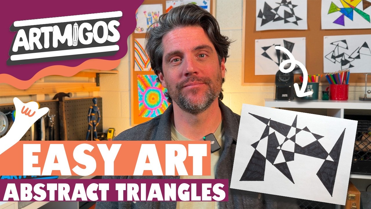 Easy Black & White Triangle Art Lesson for Kids