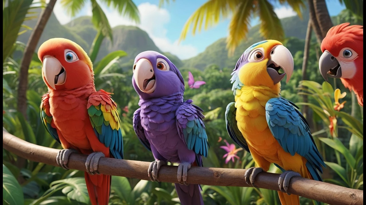 Five Little Parrots Tap Tap Tap | Colorful Bird Song & Nursery Rhymes