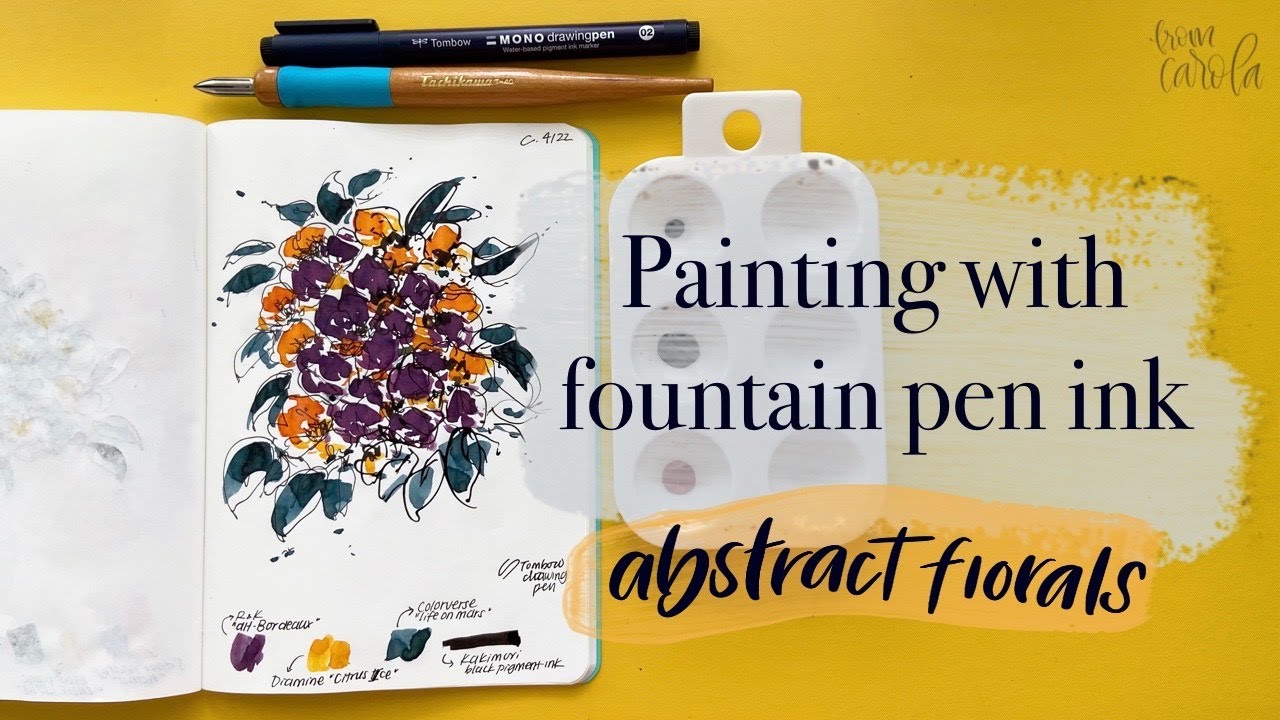 Painting Flowers with Fountain Pen Ink | Feat. Kakimori nib
