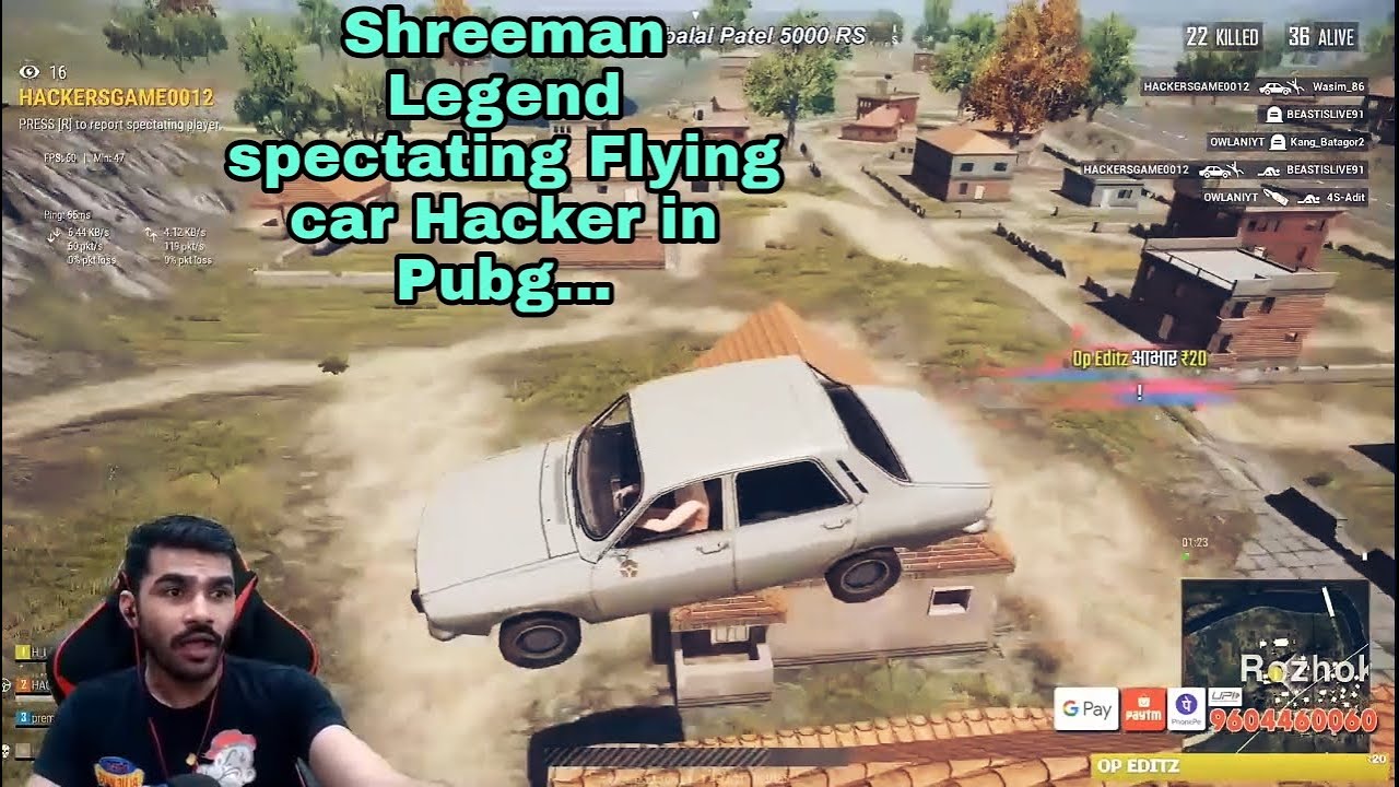 SHREEMAN LEGEND SPECTATING FLYING CAR HACKER DESTROYS WHOLE CLASSIC SERVER IN PUBG....