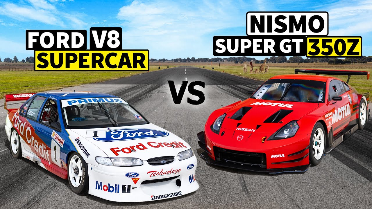 Ford SUPERCAR drag races Nismo Touring Champion! Falcon V8 vs Super GT 350Z