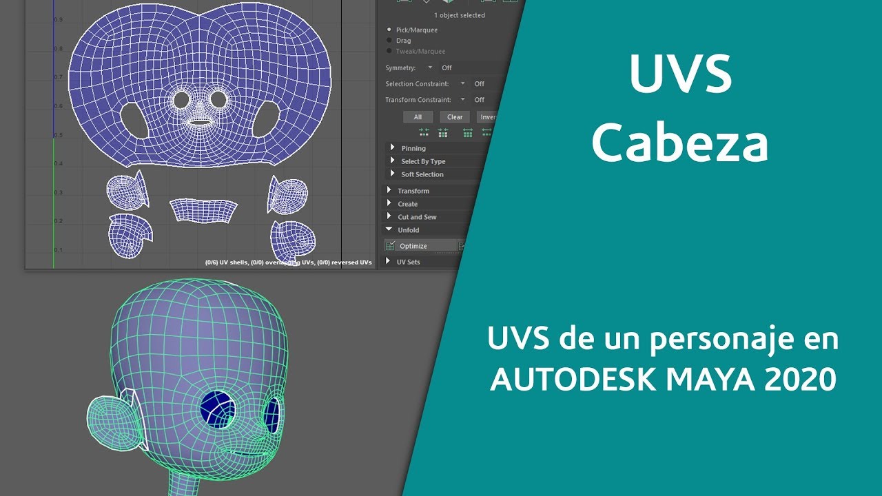 18- UVS de un personaje en MAYA 2020 / UVS Cabeza  #YoMeQuedoEnCasa