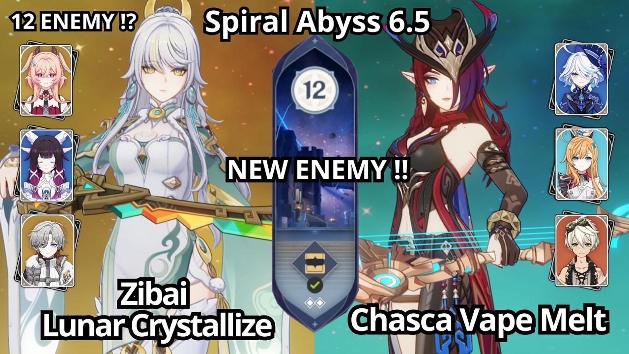 NEW !! C0 Zibai Lunar Crystallize & C0 Chasca VapeMelt - Spiral Abyss Floor 12 Genshin Impact 6.5