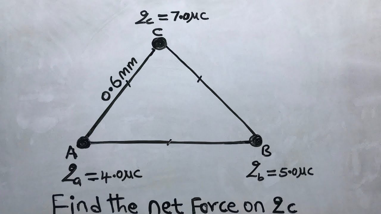 Three point charges are located at corners of an equilateral triangle