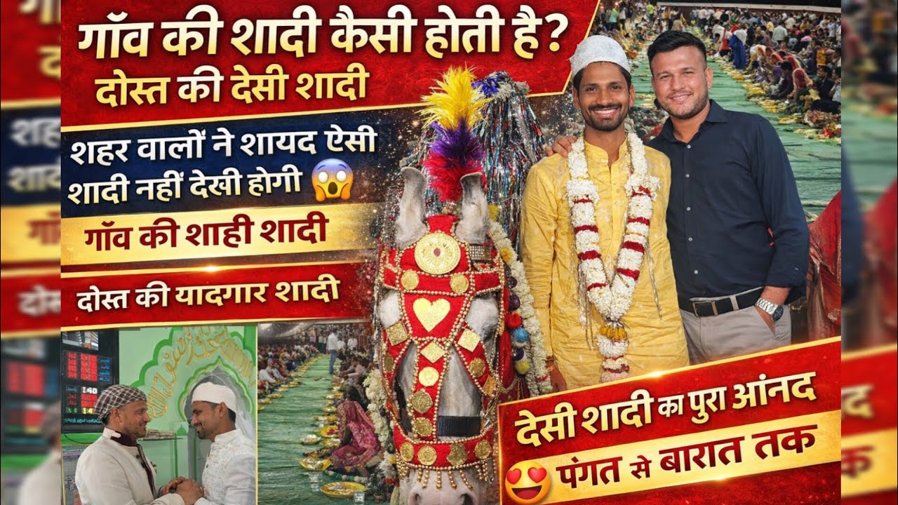 👉 दोस्त की शादी 😍 गाँव की पंगत से बारात तक पूरा मज़ा | Desi Wedding Vlog #DesiShaadi #WeddingVlog 