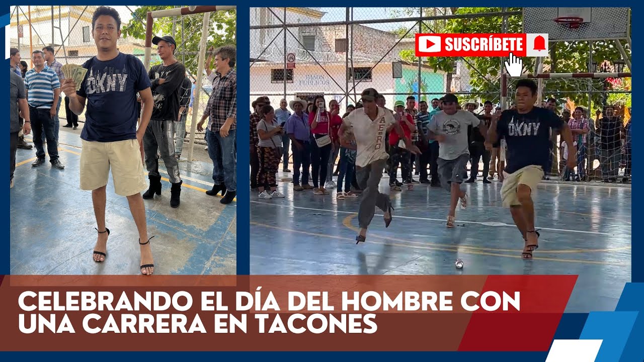 Celebrando el día del Hombre con una carrera en tacones en Agua Caliente, Chalatenango