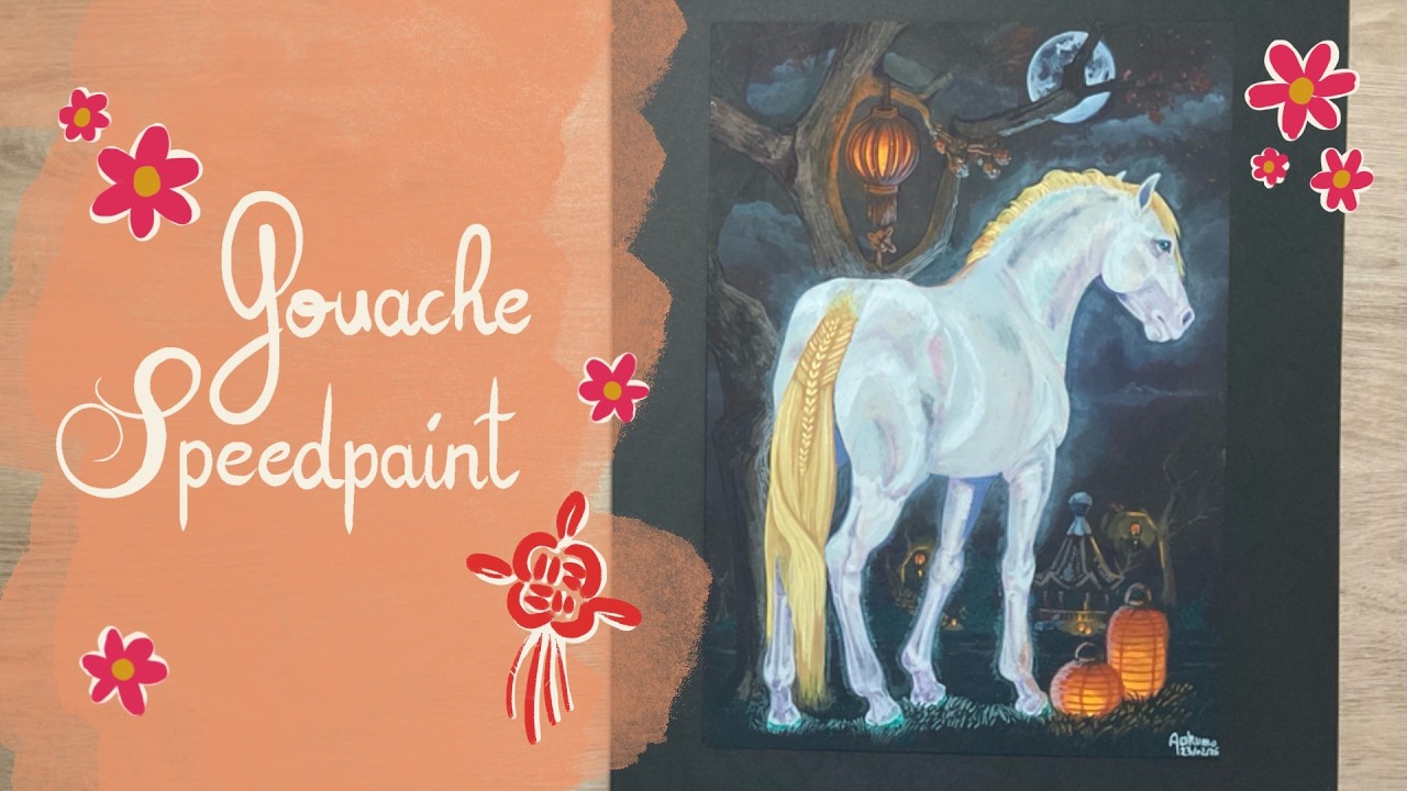 Chinese New Year 2026 : horse gouache speedpainting 🐎🏮🎆