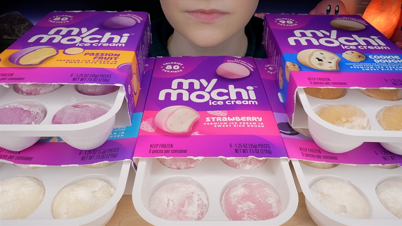 ASMR Mochi Ice Cream *Cookie Dough, Cookies & Cream, Passion Fruit, Strawberry Vanilla Bean 먹방