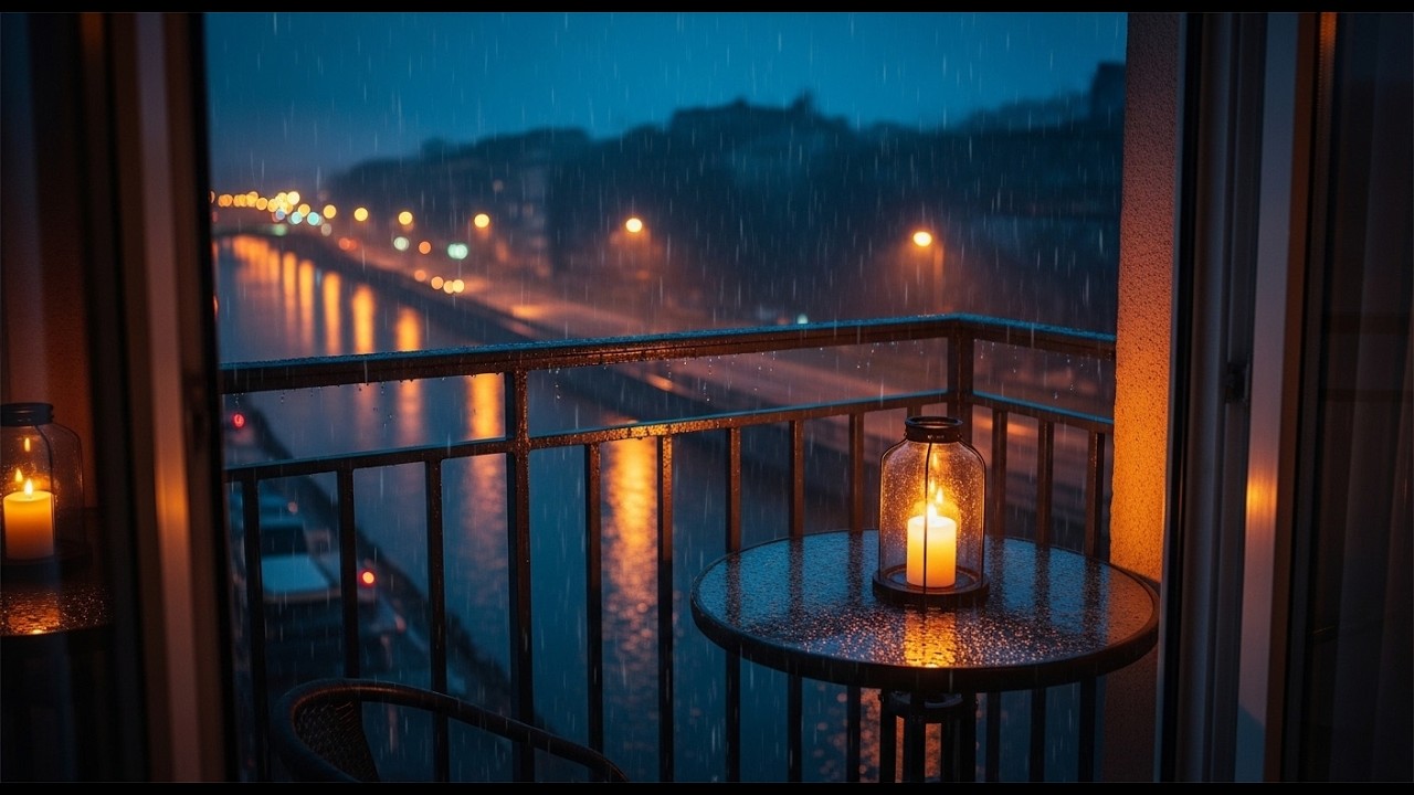 Balcony Jazz | Rainlit Balcony Nights by the Riverside