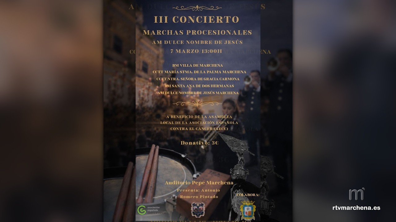 La Agrupación Dulce Nombre y la AECC de Marchena se unen en el Certamen de Bandas
