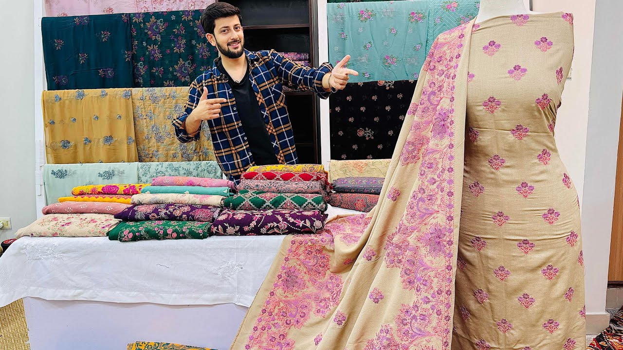Designer pakistani dress shawl suite winter collection 2024 & 3pcs chiffon dupatta!