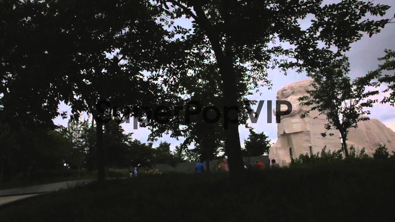 Long shot of visiting tourists at the Martin Luther King ...