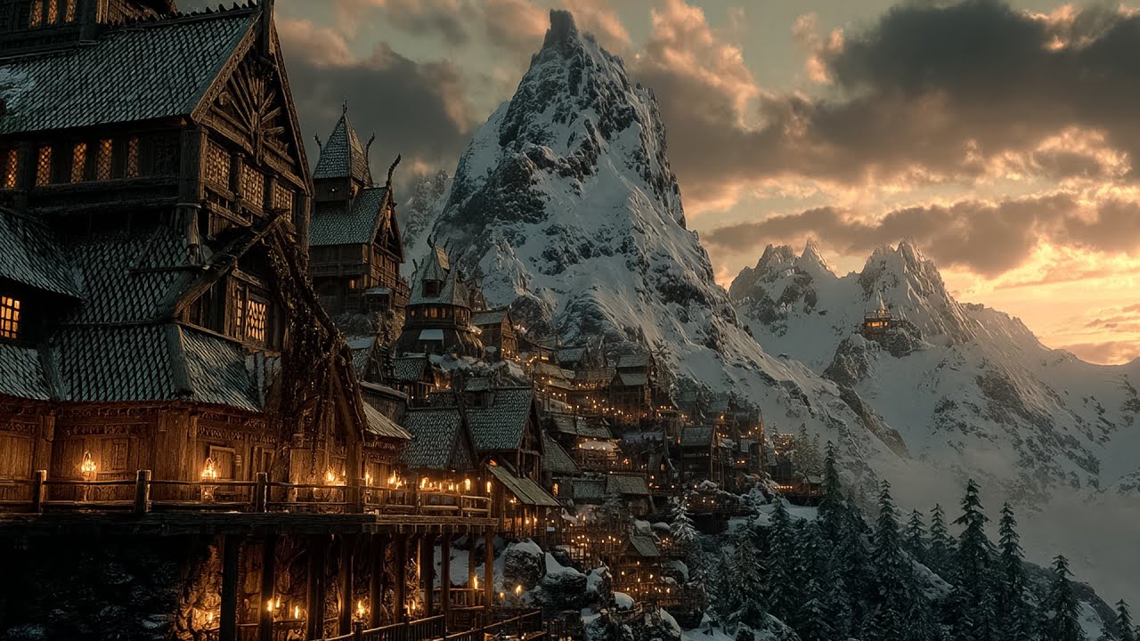 Winter Calm Over Medieval Villages | Gentle Celtic Music for Sleep