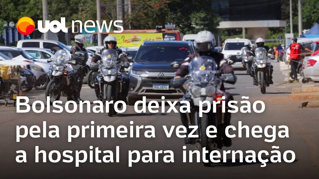 Bolsonaro deixa pris&atilde;o pela primeira vez e chega a hospital para interna&ccedil;&atilde;o