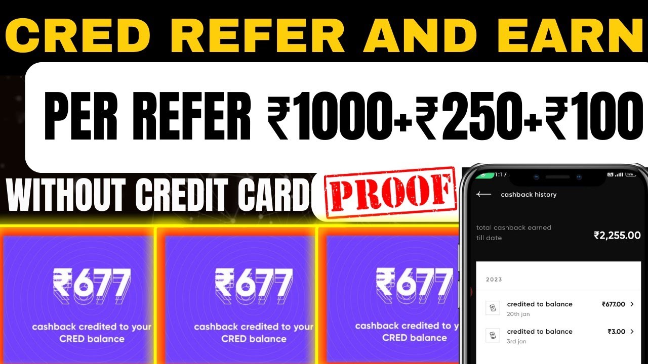 CRED REFER AND EARN||₹1000+₹250+₹100PER REFER||WITHOUT CREDIT CARD||CRED COIN TO CASH