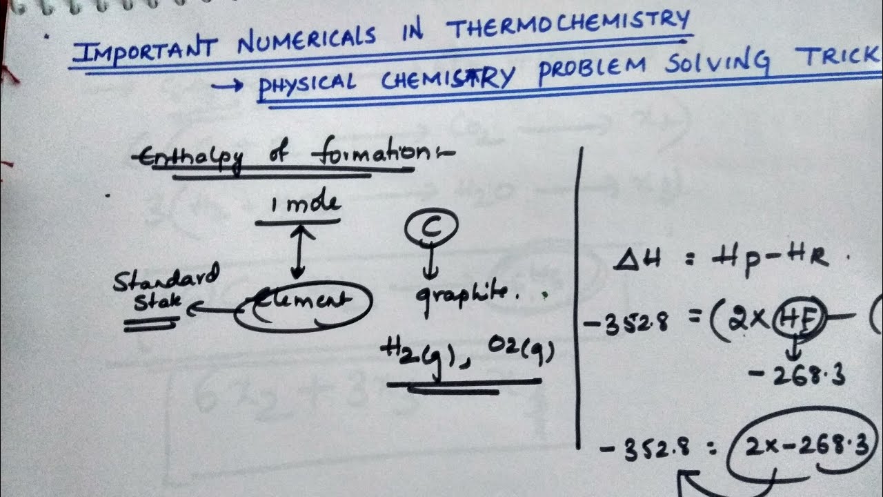 Important Numericals in Thermochemistry | Enthalpy of formation & Enthalpy of combustion problems