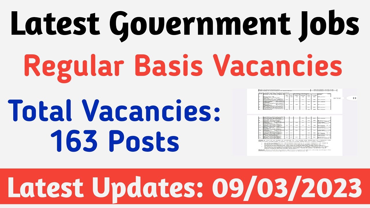 Latest Government Jobs 2023 || Direct Regular Basis Bharti || Total Vacancies 163 Posts