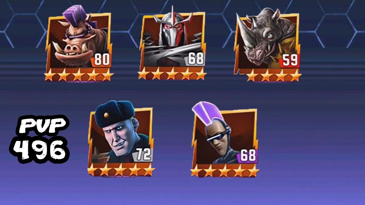 TMNT Legends PVP​​ 496 (Shredder, Bebop, Rocksteady, Zeck, Steranko)