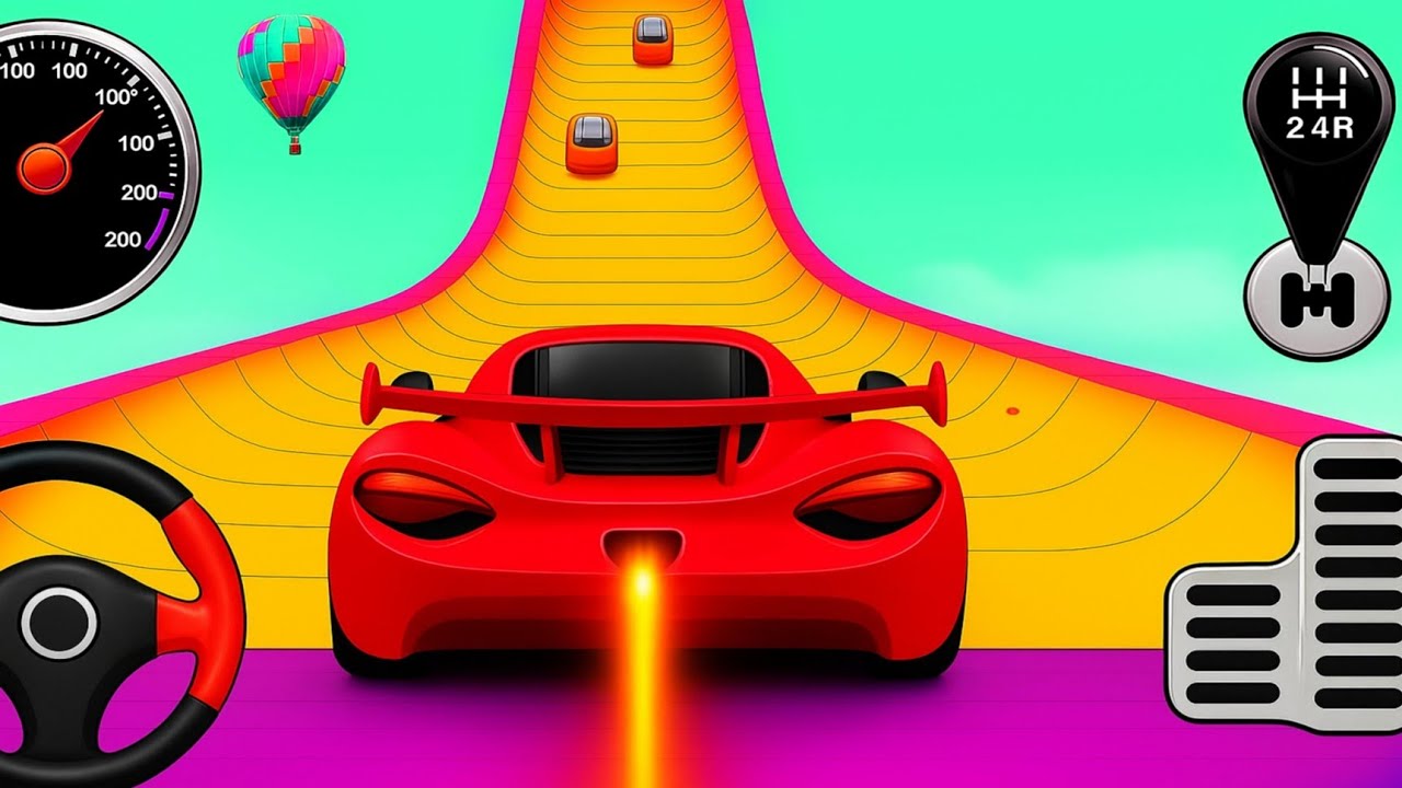 Ramp Red Car Racing High Risky 3D Gameplay _ Android || Ramp Car Stunts Racing Video Car Game