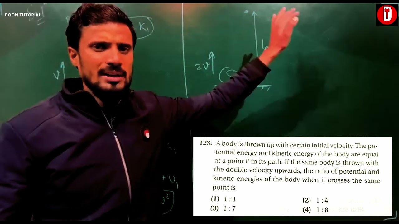 A body is thrown up with certain initial velocity. The potential energy and kinetic energy...QN-02