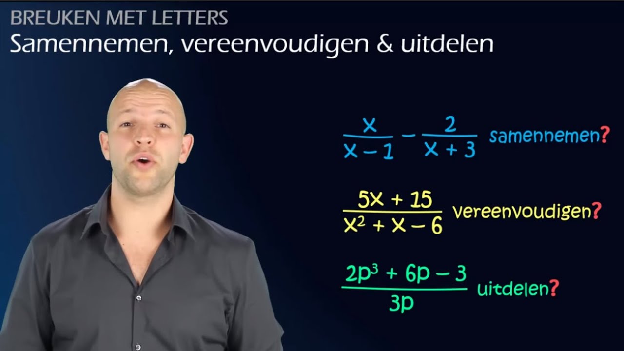 Breuken met letters samennemen, vereenvoudigen en uitdelen (havo B) - WiskundeAcademie