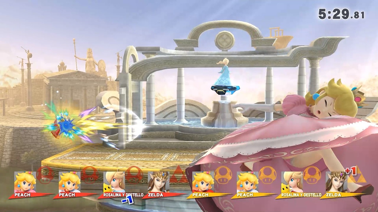 Smash Wii U - 2 Peaches, Rosalina and Zelda Team Battle (Only Blast and Screen KO)