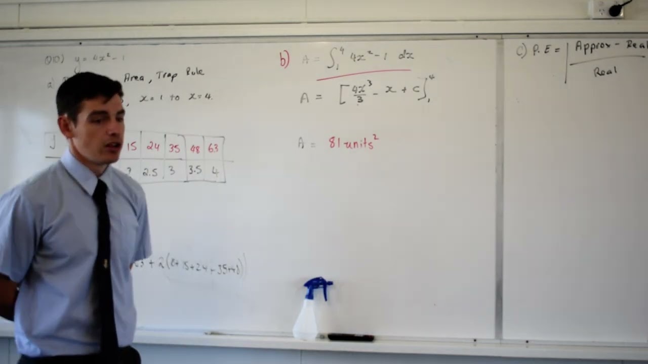 Trapezoidal Rule + Percentage Error