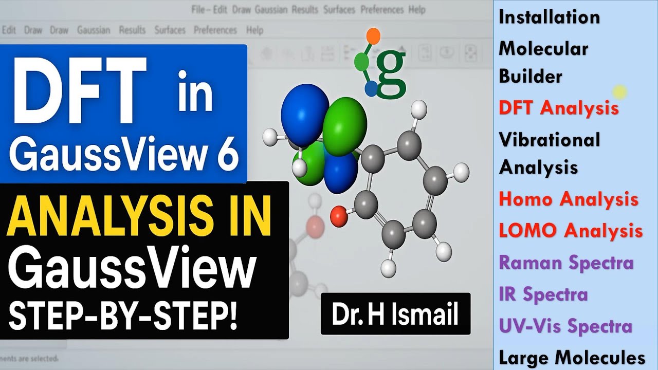 DFT Analysis Using Gaussian & GaussView: HOMO-LUMO, Optimization, Frequencies & UV-Vis Analysis