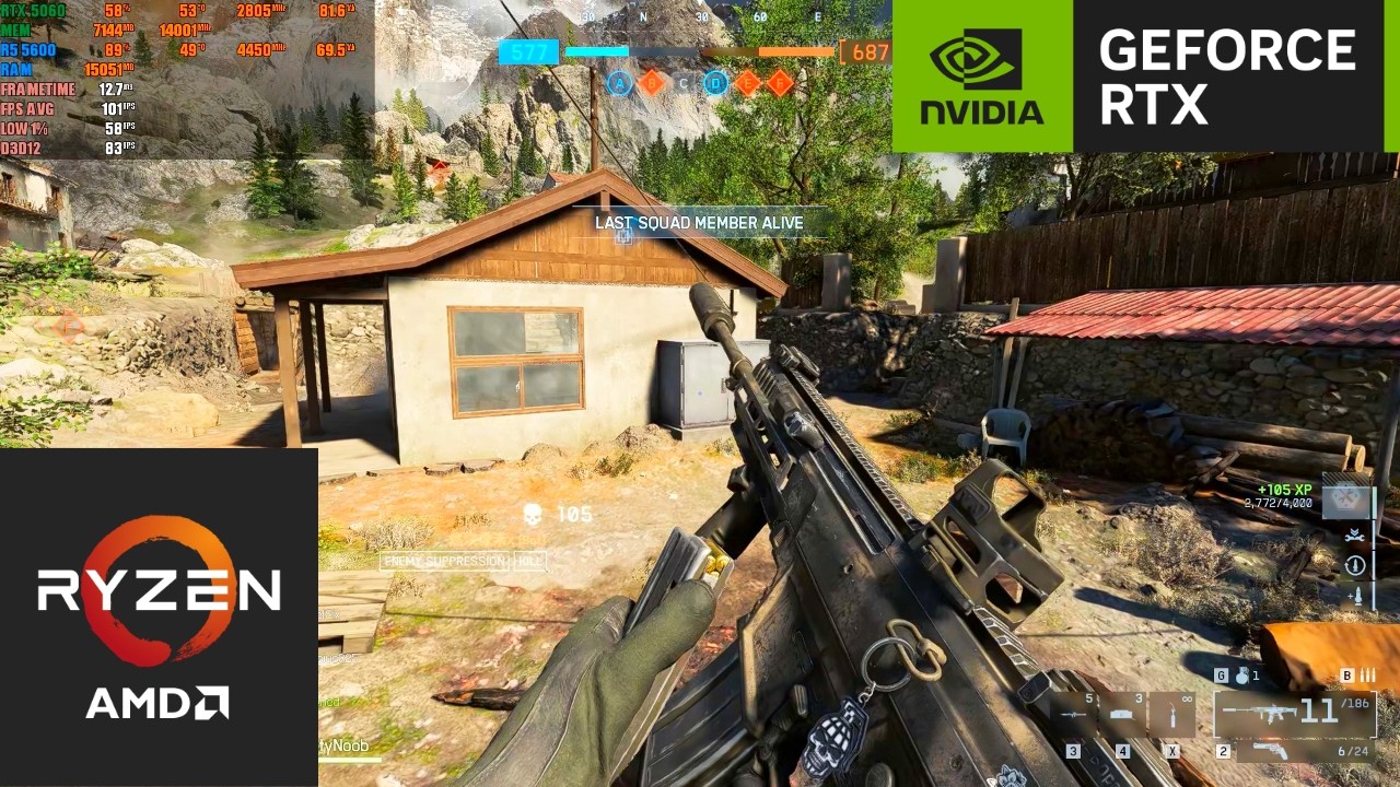 Battlefield 6 : RTX 5060 8GB + RYZEN 5 5600 (1080P Custom Settings Nvidia DLSS Balanced)