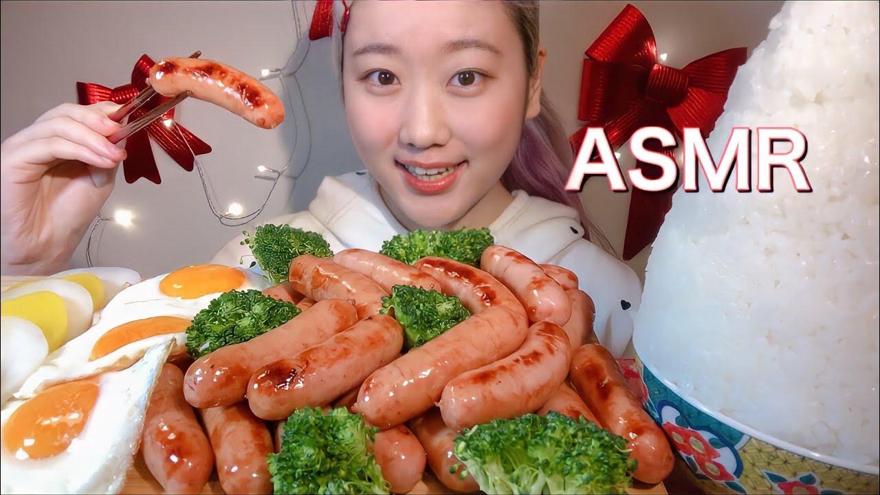 ASMR ウインナー定食 Sausage 소시지【咀嚼音/Mukbang/Eating Sounds】