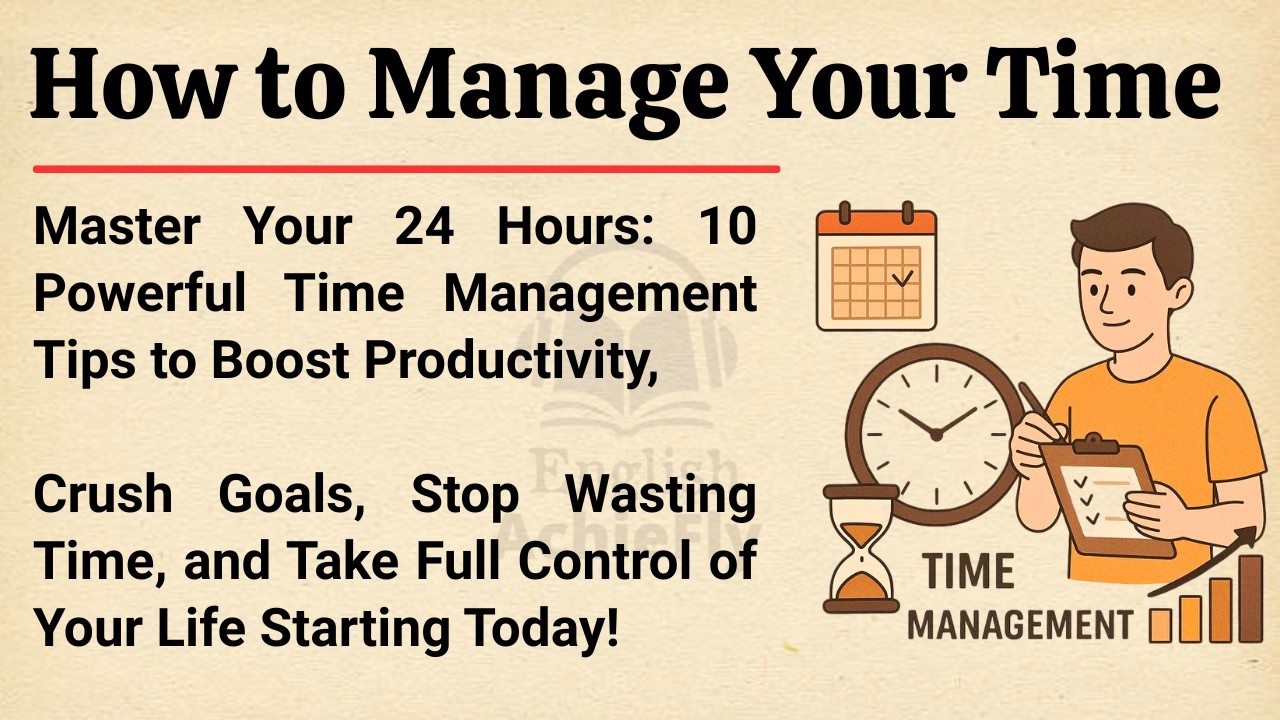 How to Manage Your Time -  10 Time Management Tips || Improve Your English Fluency ✅️