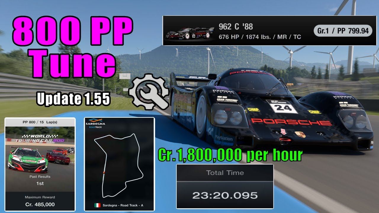 GT7|Fast Money Build!|962 C '88|Sardegna 800pp Tune|1.55