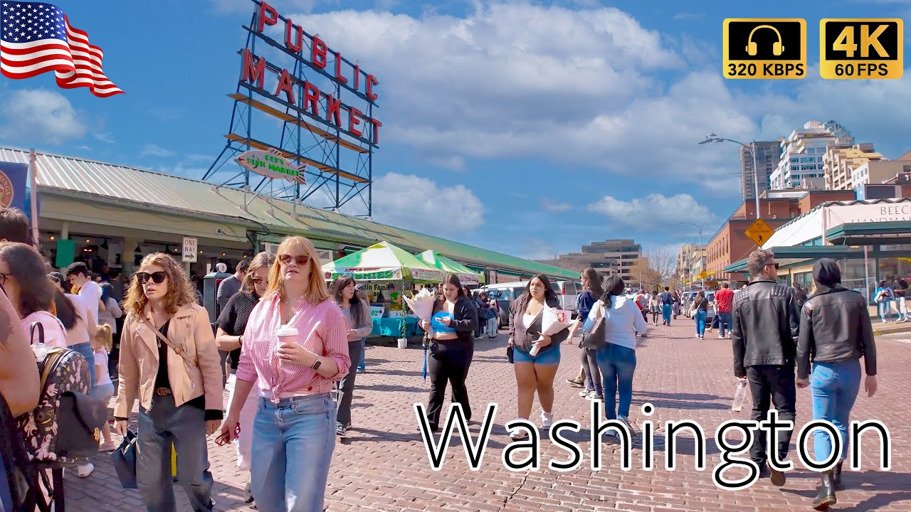 🇺🇸 Downtown Seattle Walking Tour | Walking American Neighborhoods with Immersive City Sound 4K/60fps