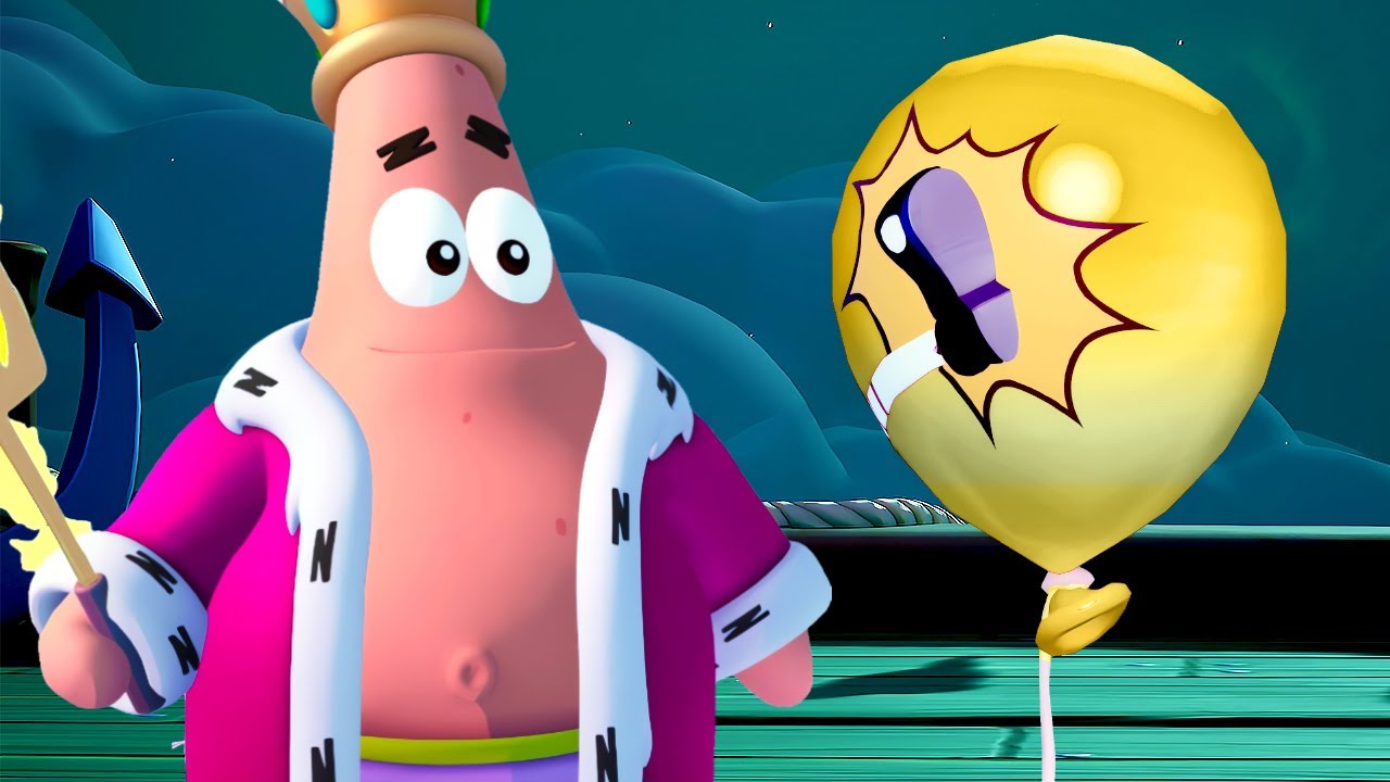 SpongeBob Titans of the Tide - ALL 44 Gold Balloon Locations (Unlock King Patrick Costume)