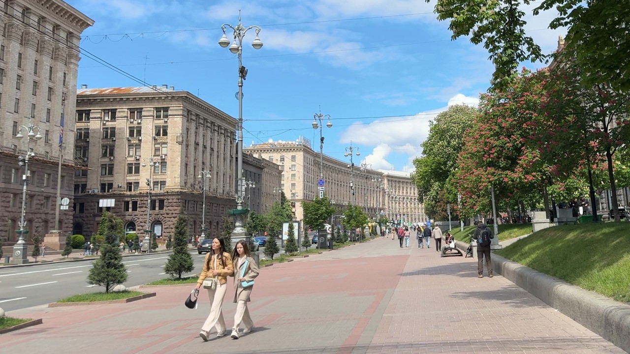 KYIV, UKRAINE: Walking Tour from Khreshchatyk Street to Independence Square During the War