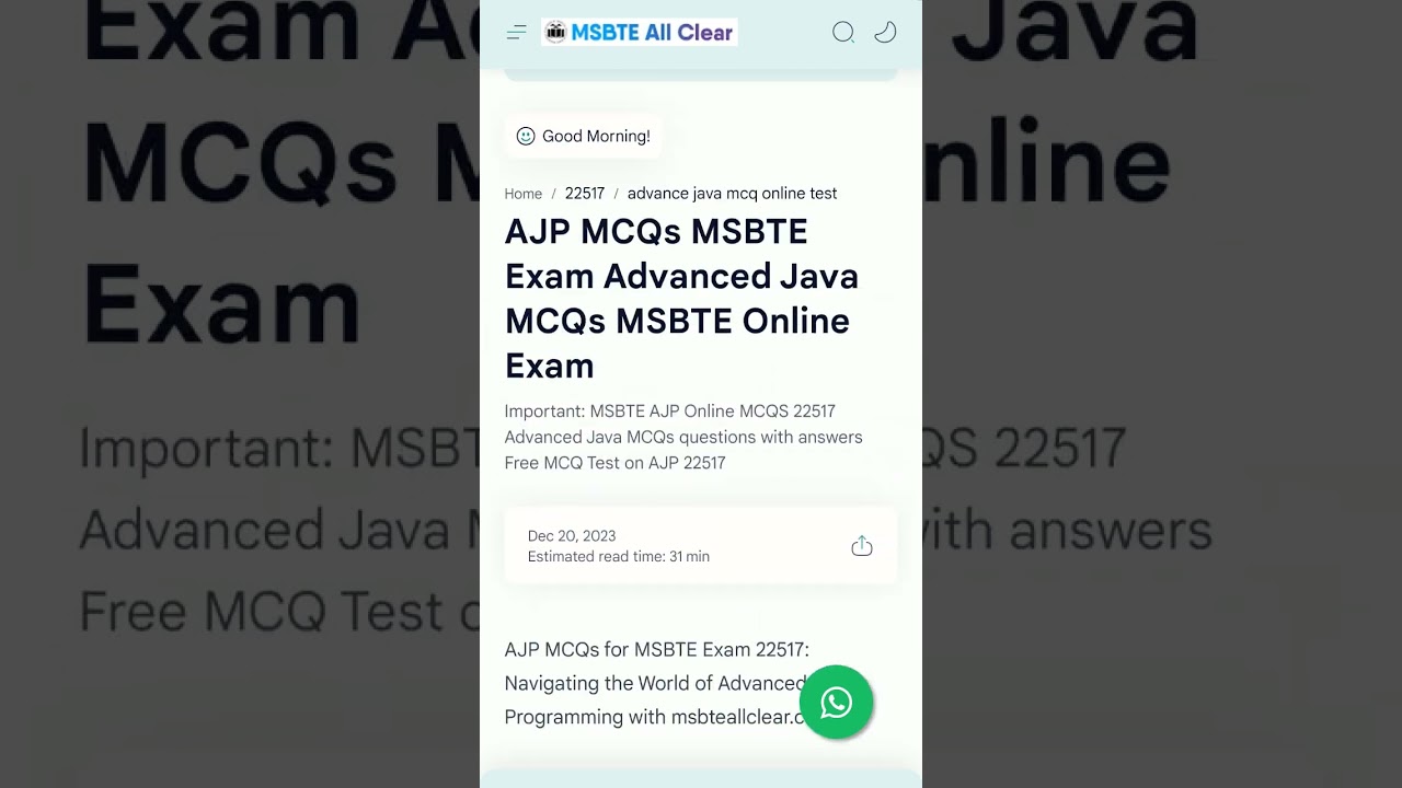 AJP Msbte MCQs Advanced Java MCQs MSBTE Online Exam