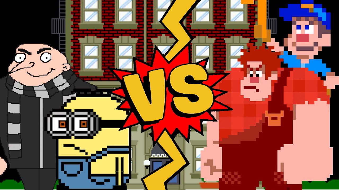 M.U.G.E.N Battles | Gru/Dave the Minion vs Wreck-It Ralph/Fix-It Felix Jr