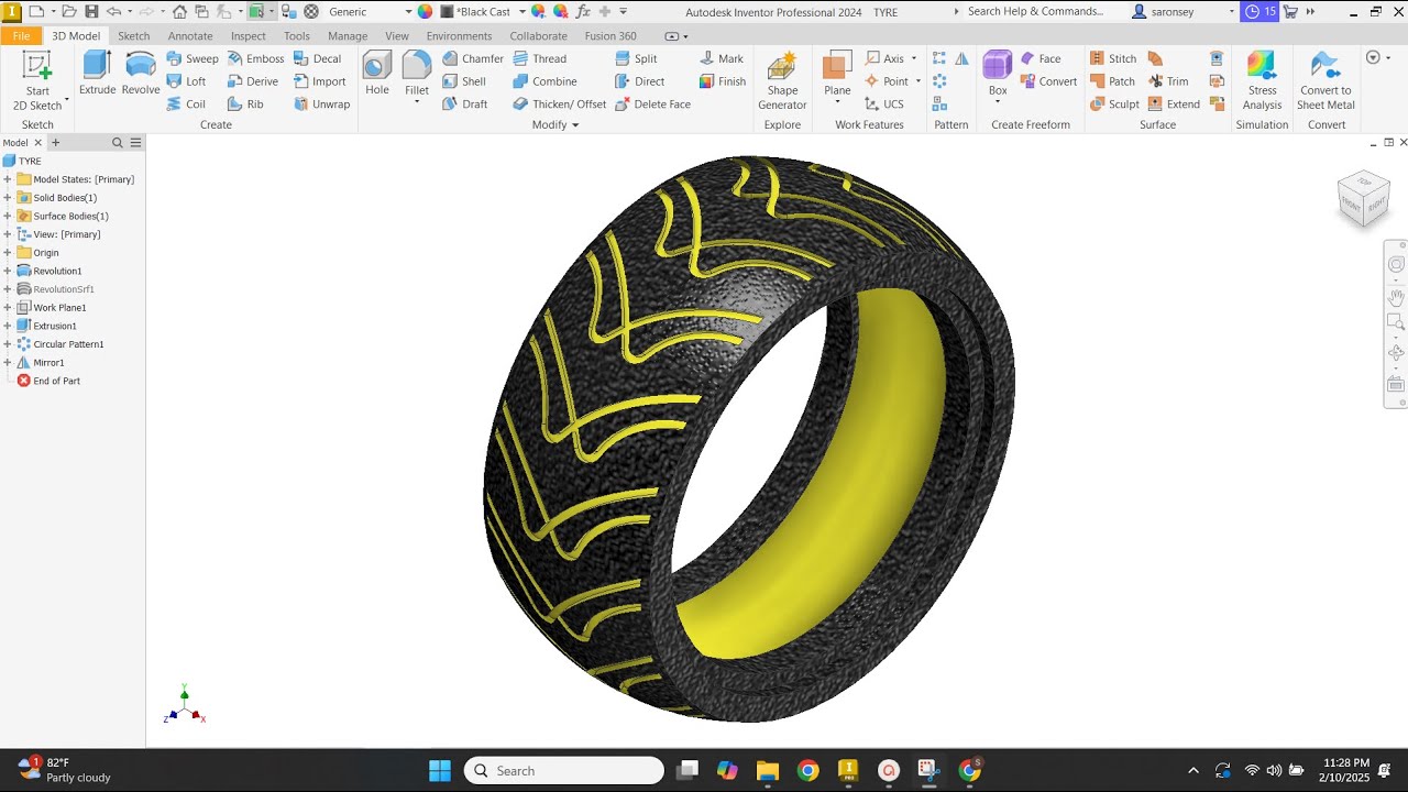 Modeling a Realistic Tire in Autodesk Inventor | Step-by-Step Tutorial