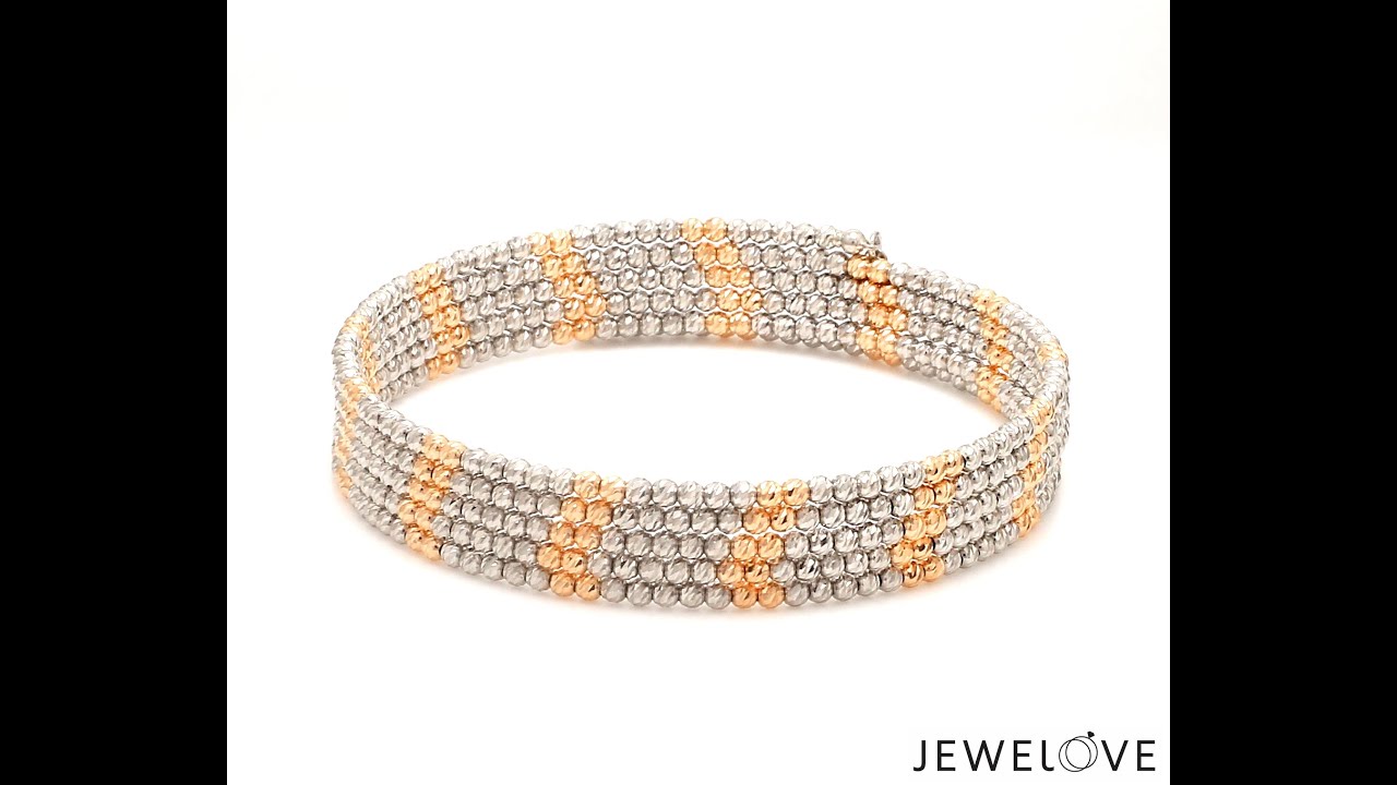 Japanese 5-row Platinum & Rose Gold Bracelet for Women with Diamond Cut Balls JL PTB 1222 - Jewelove