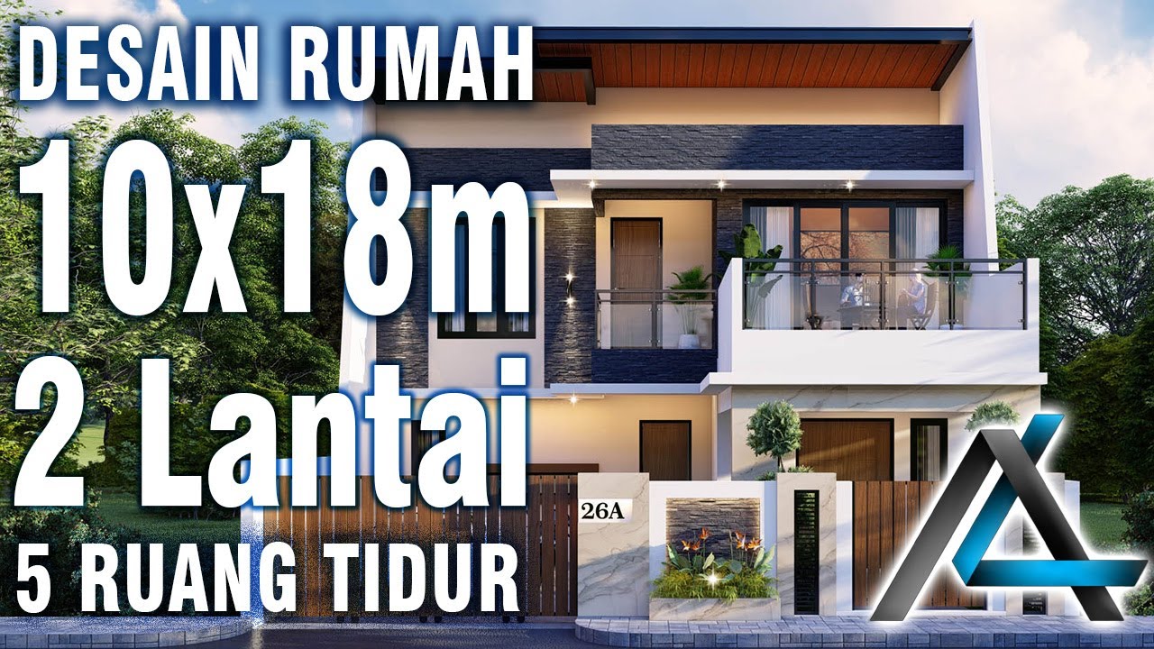DESAIN RUMAH 10 x 18  meter I SURAKARTA – 3D ANIMASI RUMAH MINIMALIS 2 LANTAI