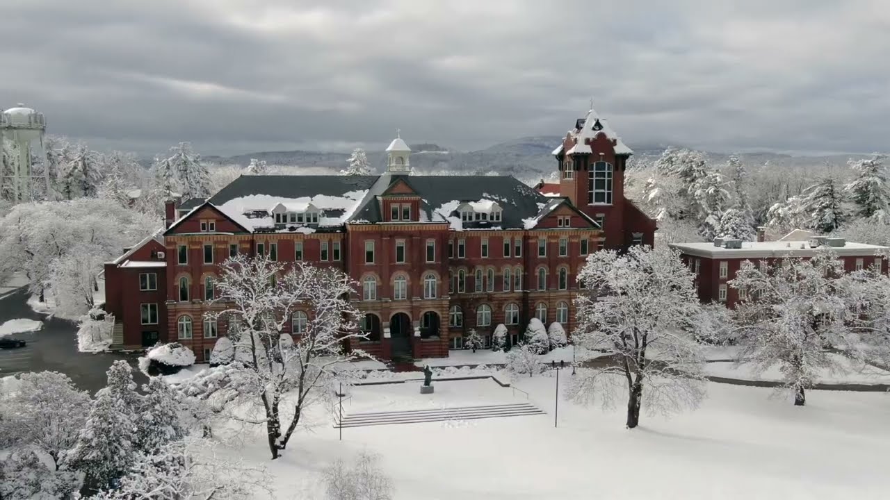 Winter from above at Saint Anselm College