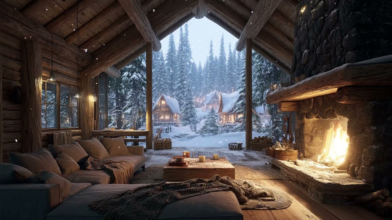 Lonely Winter Wind and Soft Fire | Night Sounds for Deep Rest 🌙🔥