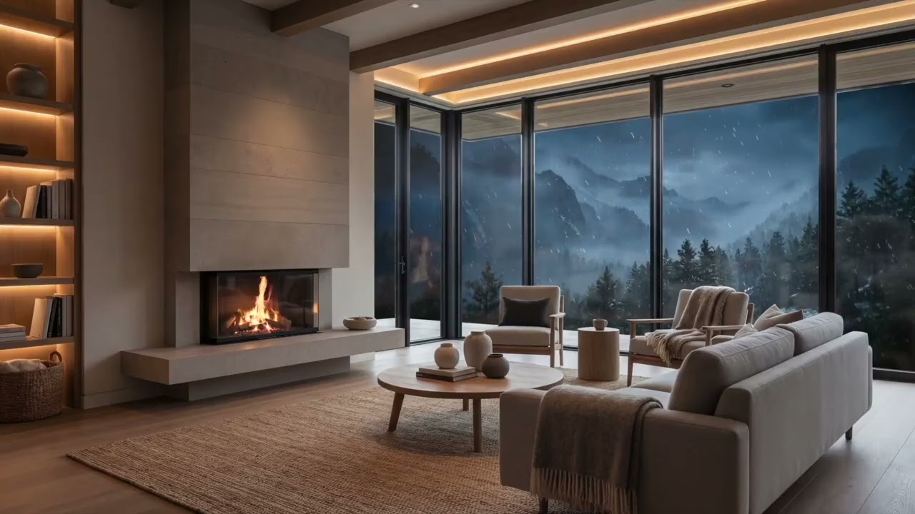 Thunder & Rain with Cozy Fireplace | 8 Hours Deep Sleep Ambience